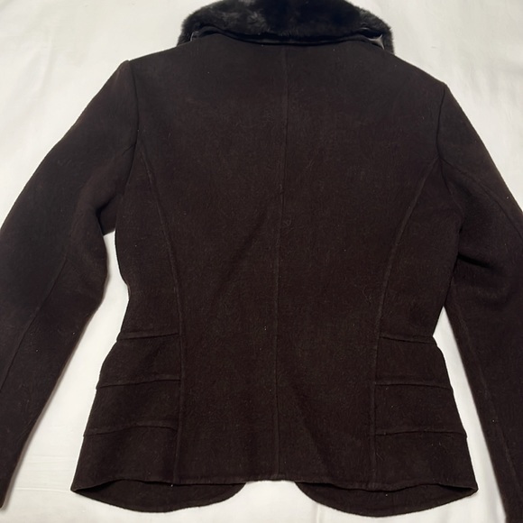 Etcetera Brown Wool & Angora Jacket with Detachable Faux Fur Collar. Size 2 - Picture 6 of 6